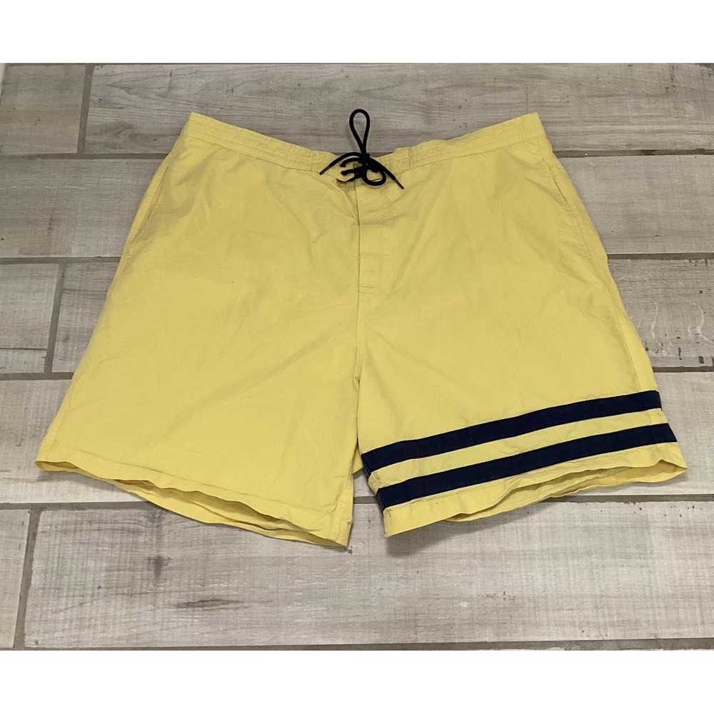 Brooks Brothers Shorts 346 Swim Trunks Mens‎ XXL Yellow Blue Lined Board Beach